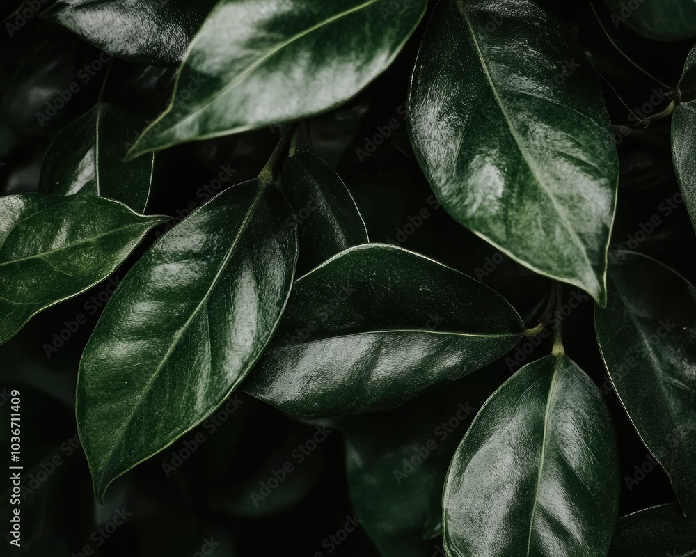 Close up of a leafy plant with dark green leaves - Nature Close up of a leafy plant with dark green leaves - Nature