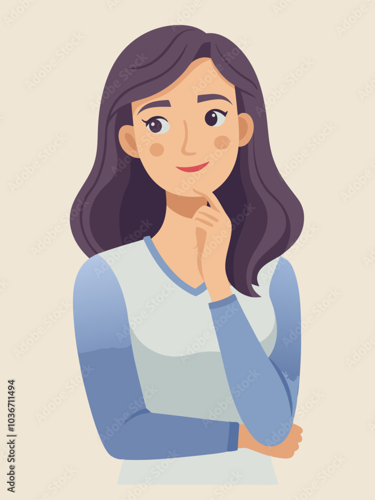 Beautiful cartoon vector illustration of a smiling teenage girl in a blue shirt, perfect for fashion or business people Beautiful cartoon vector illustration of a smiling teenage girl in a blue shirt, perfect for fashion or business people