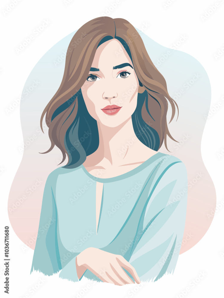 Pixie Cut: A vector illustration of a young woman with a pixie cut, featuring short hair that is slightly tousled for a playful, yet stylish appearance. Her large almond-shaped eyes and rounded facial Pixie Cut: A vector illustration of a young woman with a pixie cut, featuring short hair that is slightly tousled for a playful, yet stylish appearance. Her large almond-shaped eyes and rounded facial
