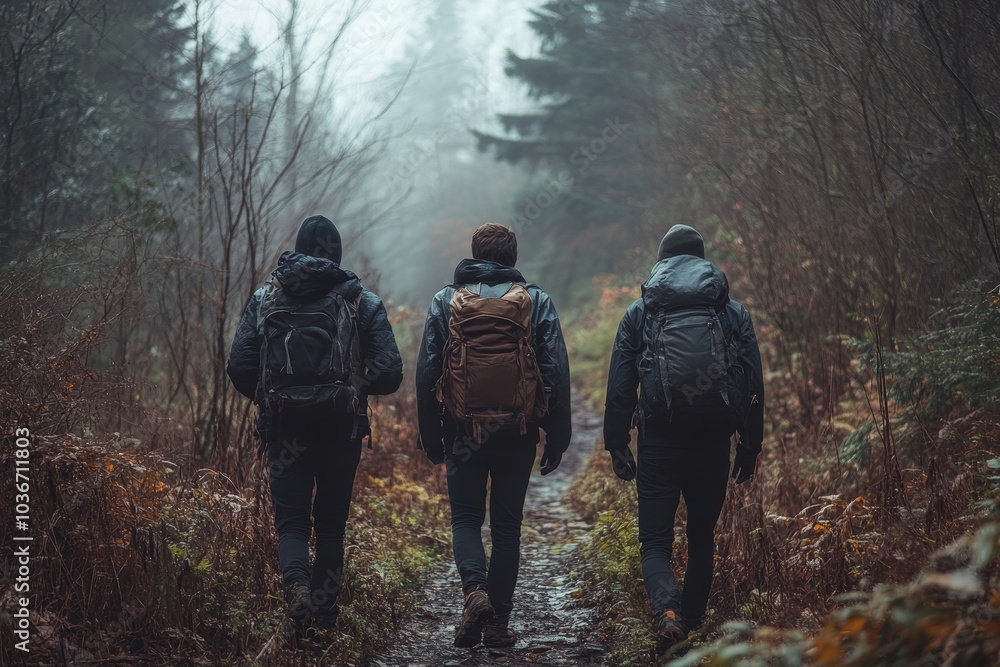 Friends hiking in nature, Generative AI Friends hiking in nature, Generative AI