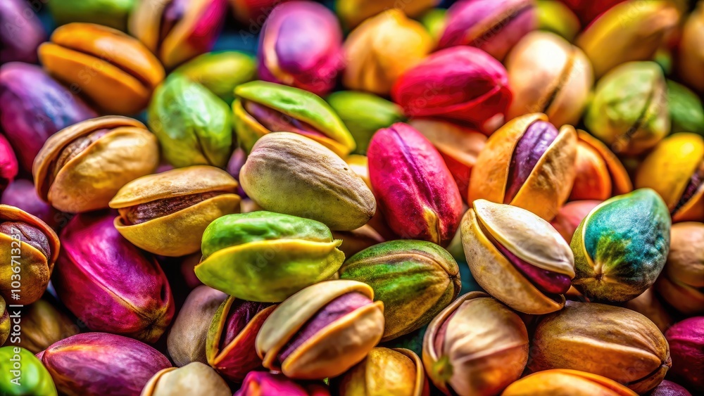 High Depth of Field Top View of Rotating Pistachios with Macro Focus on Varieties of Nuts, Showcasing Their Textures, Colors, and Natural Beauty for Food Photography and Culinary Use High Depth of Field Top View of Rotating Pistachios with Macro Focus on Varieties of Nuts, Showcasing Their Textures, Colors, and Natural Beauty for Food Photography and Culinary Use