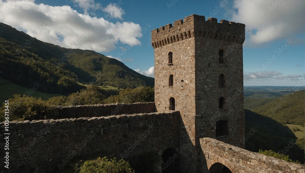 The archer tower stands sentinel over the land, a guardian of peace The archer tower stands sentinel over the land, a guardian of peace
