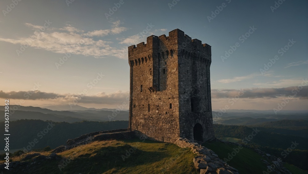 The archer tower stands sentinel over the landscape protecting the land and people The archer tower stands sentinel over the landscape protecting the land and people