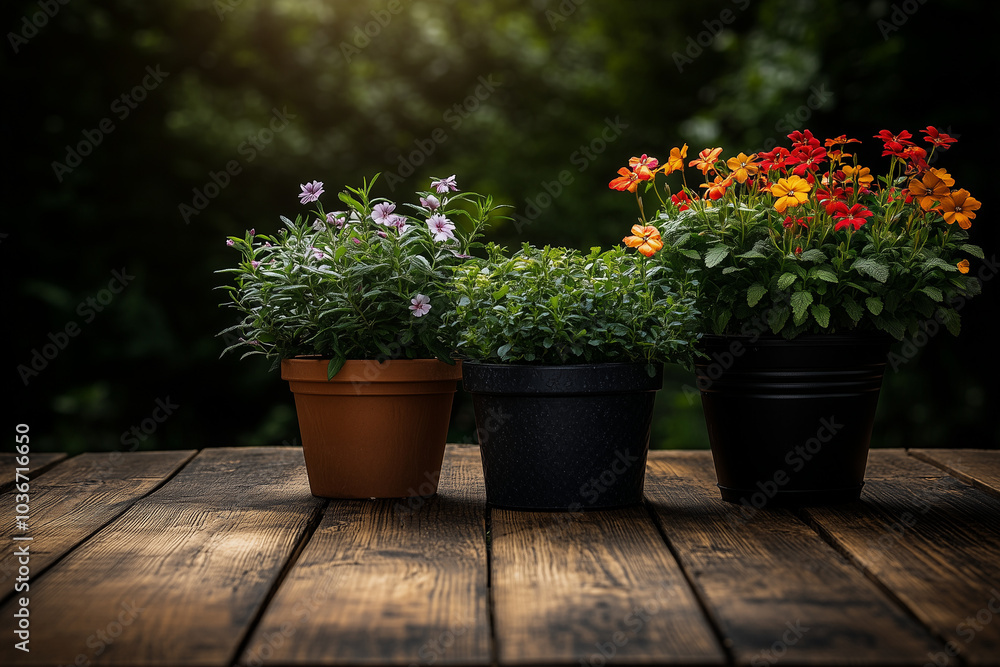Plants and flowers on the wooden gardener table background. Gardening. Plants and flowers on the wooden gardener table background. Gardening.