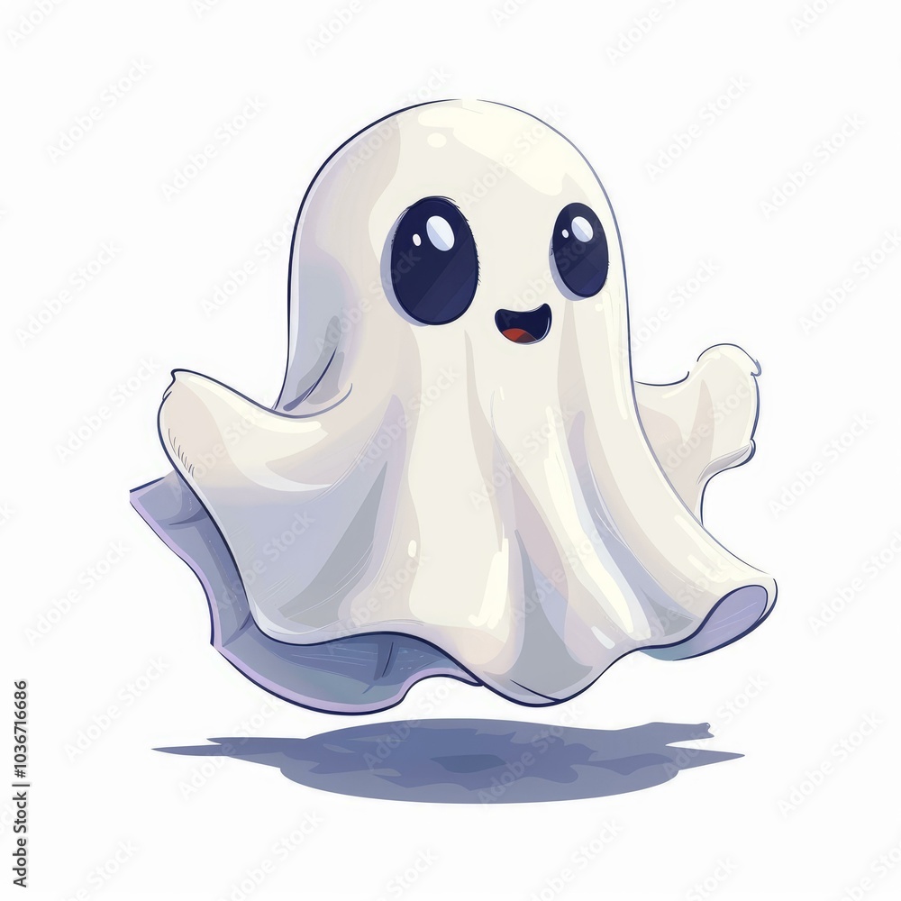 Cute ghost floating and smiling cartoon character Cute ghost floating and smiling cartoon character