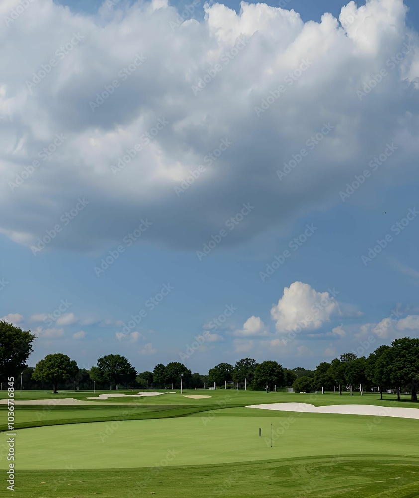 Scenic Golf Course Under Blue Sky Scenic Golf Course Under Blue Sky