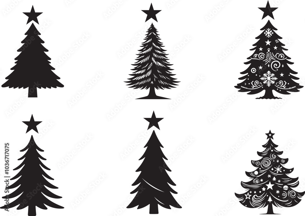 Obraz premium Merry christmas tree silhouette vector