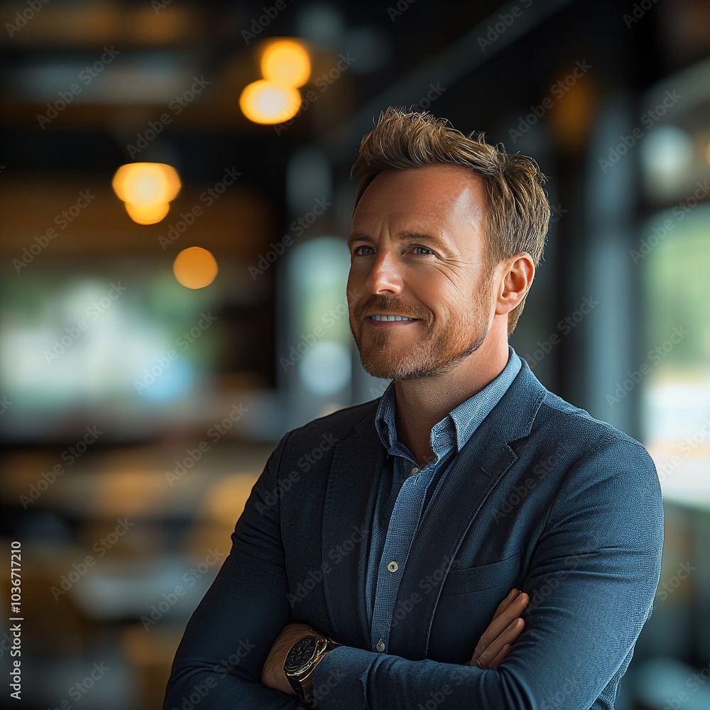 Obraz premium Confident Businessman Portrait of a Successful Male Executive in a Modern Office Setting