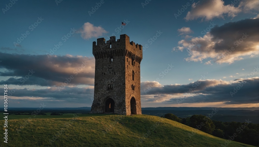 The archer tower stands tall and proud, offering breathtaking views of the valley below The archer tower stands tall and proud, offering breathtaking views of the valley below