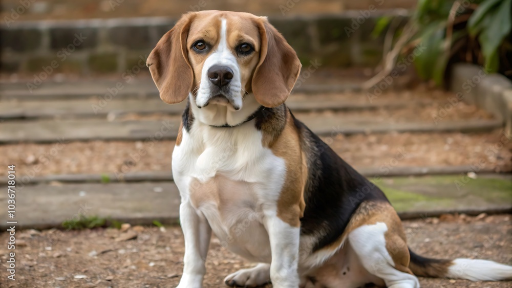 Cute Beagle Dog Sitting Cute Beagle Dog Sitting