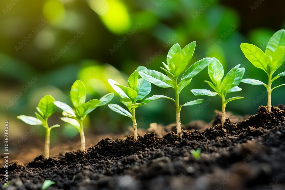 Green Seedlings Growing in Rich Soil Green Seedlings Growing in Rich Soil