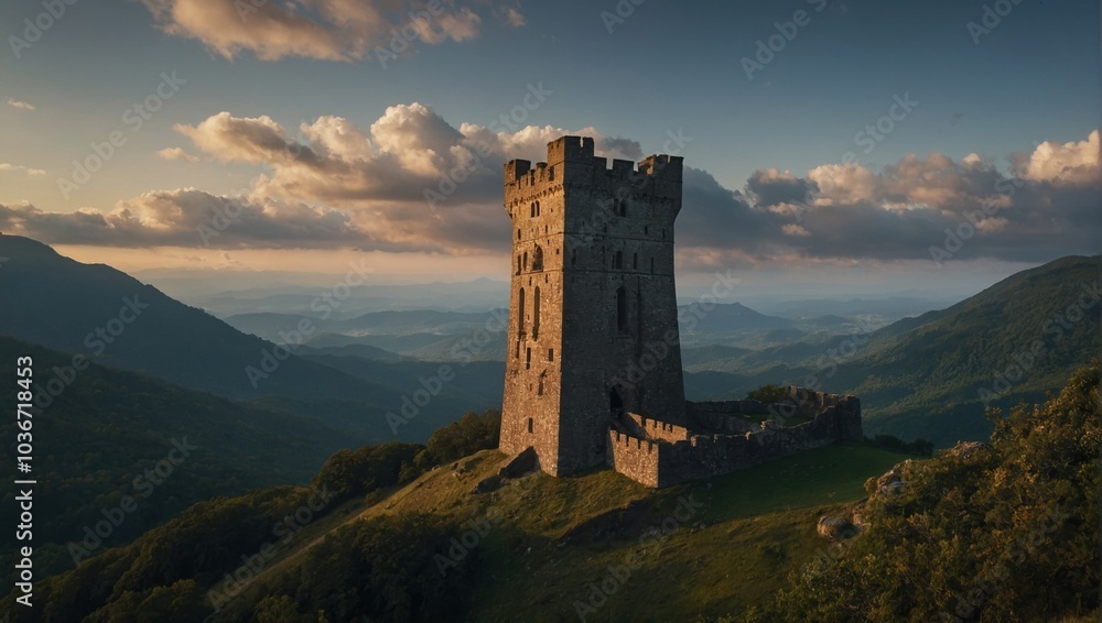 The archer tower stands tall, a guardian of the ancient landscape The archer tower stands tall, a guardian of the ancient landscape