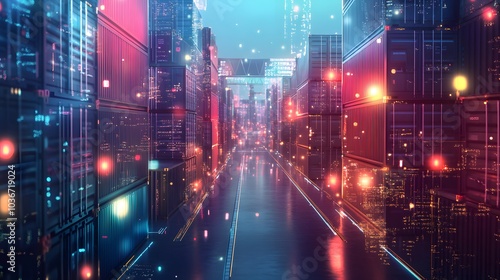 Wallpaper Mural Smart technology concept with global logistics partnership Industrial Container Cargo freight ship, internet of things Concept of fast or instant shipping, Online goods orders worldwide. Torontodigital.ca