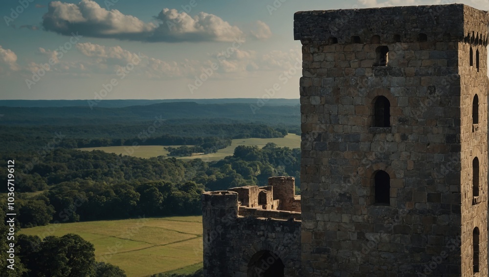 The archer tower stands tall, offering breathtaking views of the valley below The archer tower stands tall, offering breathtaking views of the valley below