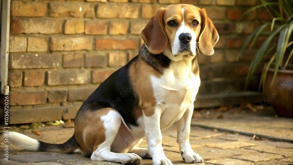 Cute Beagle Dog Sitting Cute Beagle Dog Sitting
