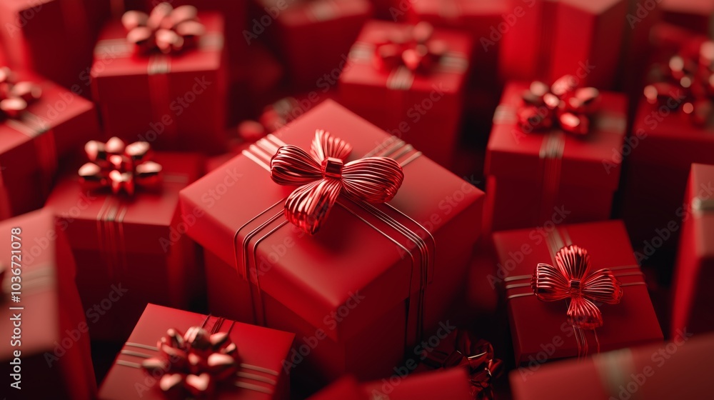 A bunch of red gift boxes A bunch of red gift boxes
