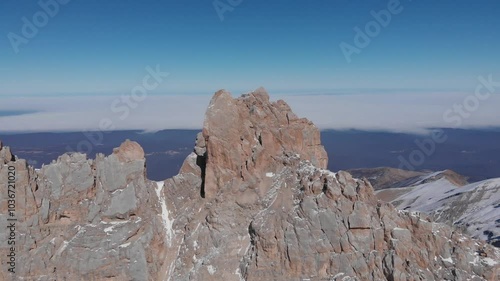 Caucasus, North Ossetia. Digoria gorge. Southern wall of Barzond-Tsagveri mountain. photo