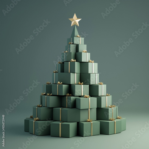 Christmas tree made from green boxes