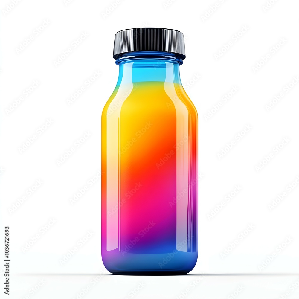 Vibrant Gradient Glass Bottle Isolated on White Background Vibrant Gradient Glass Bottle Isolated on White Background