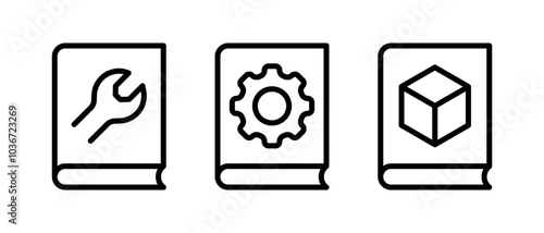 Manual icon vector set. Gear intruction symbol