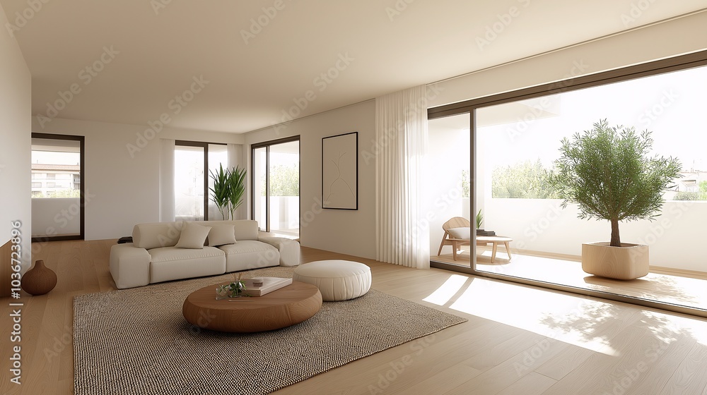 Modern Minimalist Living Room with Natural Light Modern Minimalist Living Room with Natural Light