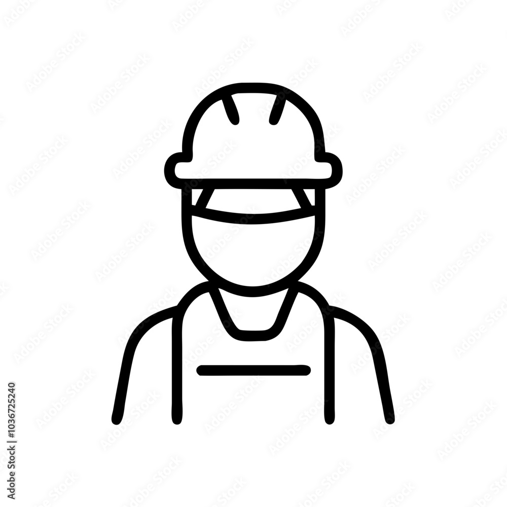 Construction worker illustration wearing a helmet on a white background Construction worker illustration wearing a helmet on a white background
