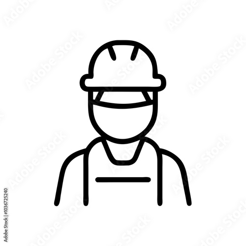 Construction worker illustration wearing a helmet on a white background