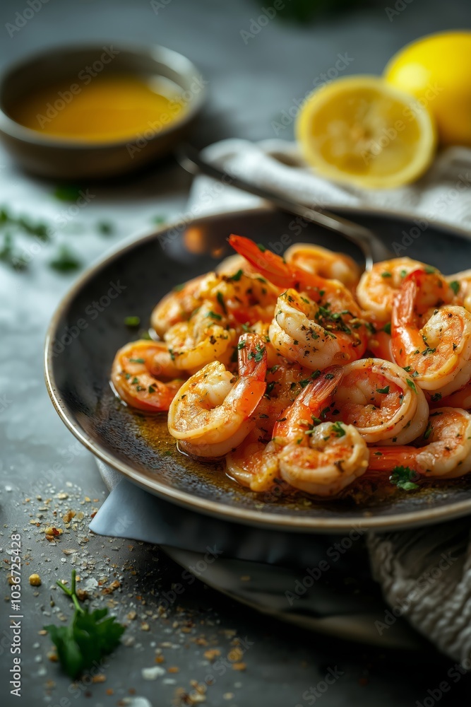Garlic fried prawns creative photography Garlic fried prawns creative photography