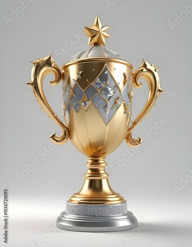 Golden trophy cup for a sport event