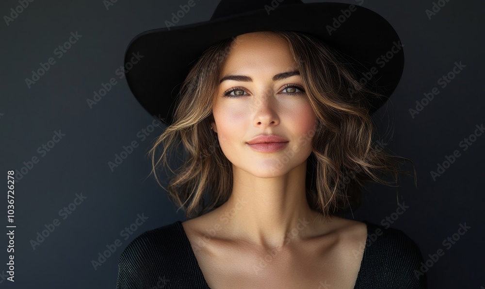 Beautiful elegant woman in a hat, Generative AI Beautiful elegant woman in a hat, Generative AI
