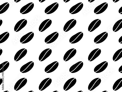 Seamless pattern of newly dark roasted coffee beans. Coffee beans pattern background. Black white theme
