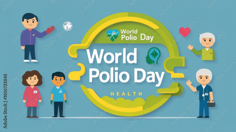 World Polio Day logo with abstract silhouettes of Doctors and nurses World Polio Day logo with abstract silhouettes of Doctors and nurses