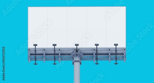 A blank billboard template seen from a lower perspective, designed for outdoor advertising previews. This template features bottom-mounted projectors to illuminate the displayed graphics and message