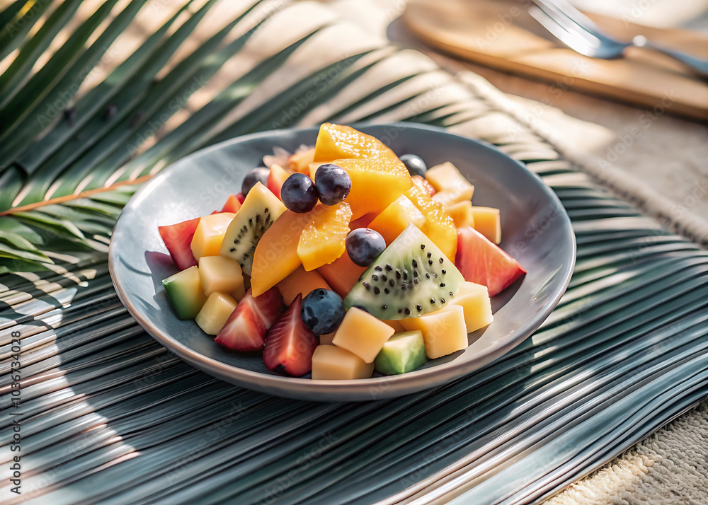 Fresh and Vibrant Salad with Fruit: A Healthy Dish on a Plate or in a Bowl! Fresh and Vibrant Salad with Fruit: A Healthy Dish on a Plate or in a Bowl!