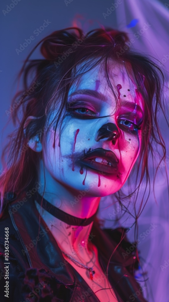 Portrait of a woman with Halloween makeup Portrait of a woman with Halloween makeup