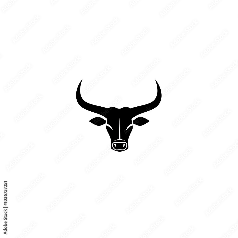 Black and white bull head silhouette. Black and white bull head silhouette.