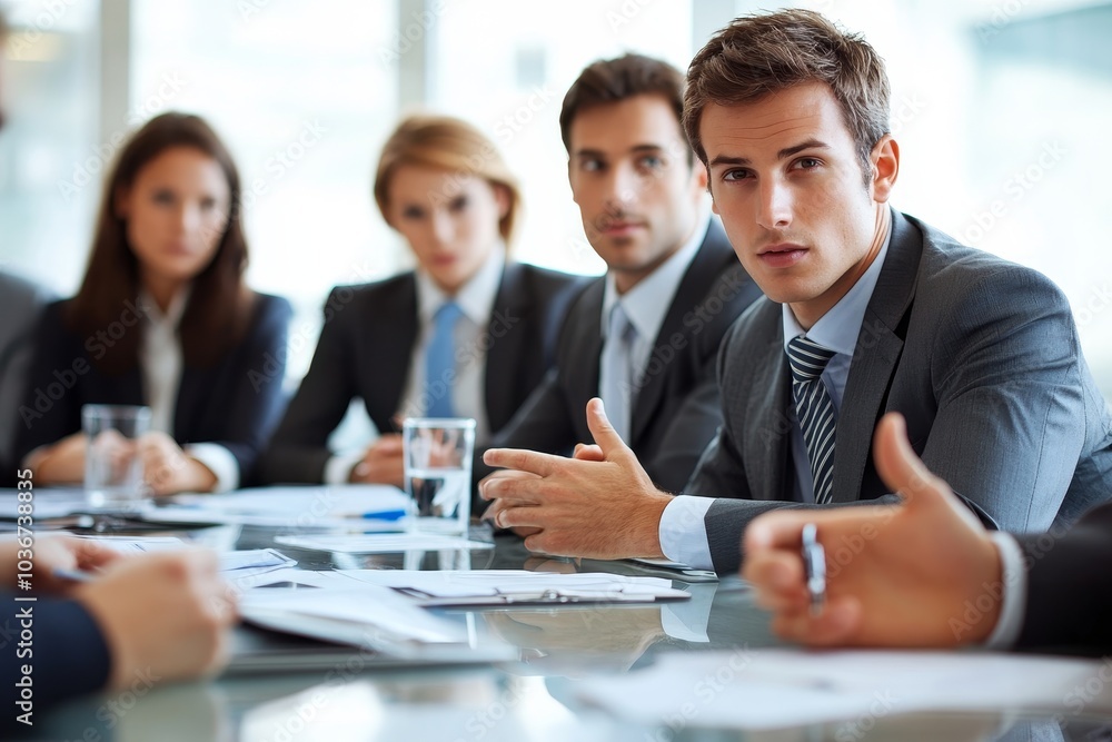 Businessman putting forward his suggestions to team, Generative AI Businessman putting forward his suggestions to team, Generative AI