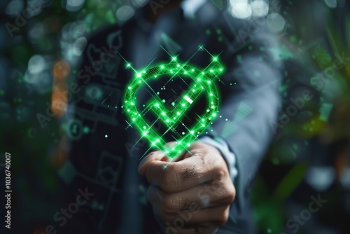 Green check mark for an audit or compliance certification. Generative Ai