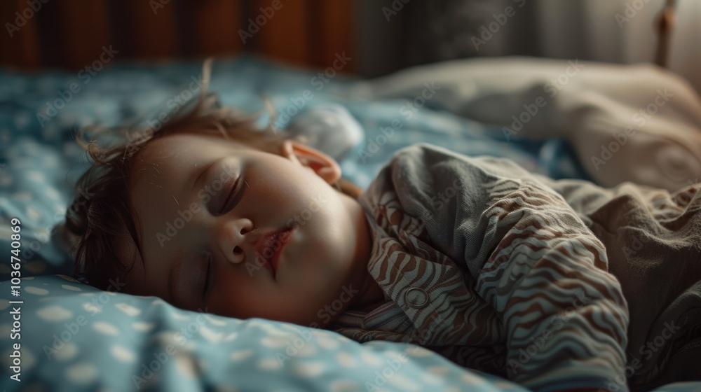 Sleepy baby napping peacefully in a cozy nursery, enjoying restful moments and dreaming, promoting healthy development in a calming environment Sleepy baby napping peacefully in a cozy nursery, enjoying restful moments and dreaming, promoting healthy development in a calming environment