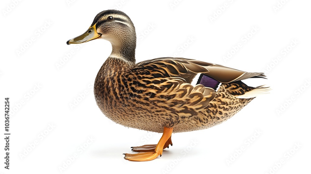Plump Duck Waddling on White Background with Copyspace Plump Duck Waddling on White Background with Copyspace