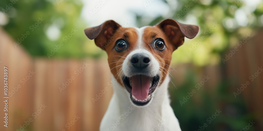 A Jack Russell looking shocked with a very exaggerated expression and open mouth A Jack Russell looking shocked with a very exaggerated expression and open mouth