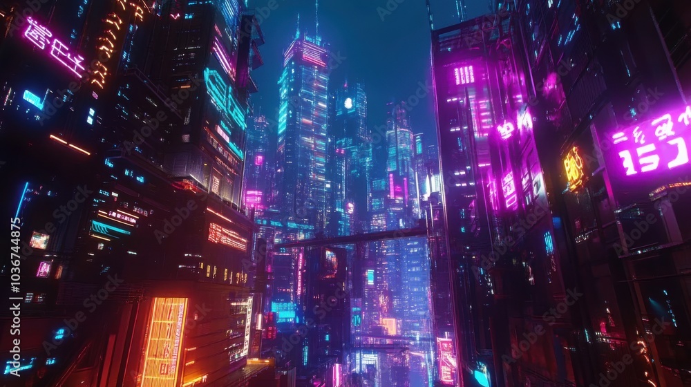Wander through futuristic skylines as a glittering cityscape rises in the distance, bathed in neon lights. Wander through futuristic skylines as a glittering cityscape rises in the distance, bathed in neon lights.