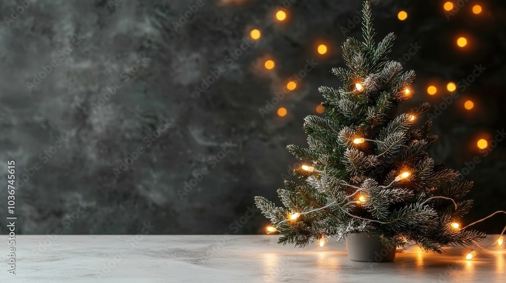 Festive Christmas Tree with Warm Lights in Cozy Setting Festive Christmas Tree with Warm Lights in Cozy Setting