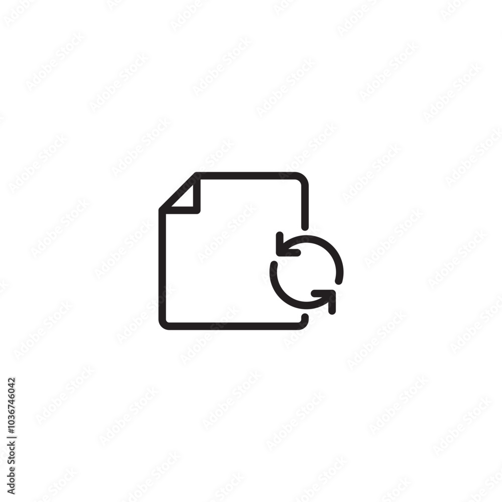 A document with a refresh symbol, indicating an update or reload. This icon represents a document that is being refreshed or updated with new information. Editable icon. A document with a refresh symbol, indicating an update or reload. This icon represents a document that is being refreshed or updated with new information. Editable icon.