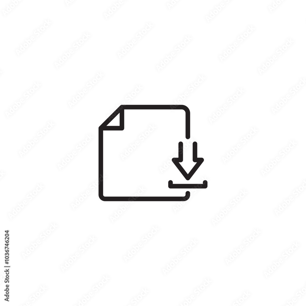 A document with a download arrow, indicating the option to download a file. A file icon with a download symbol, suggesting the process of downloading a file from a source. Editable icon. A document with a download arrow, indicating the option to download a file. A file icon with a download symbol, suggesting the process of downloading a file from a source. Editable icon.