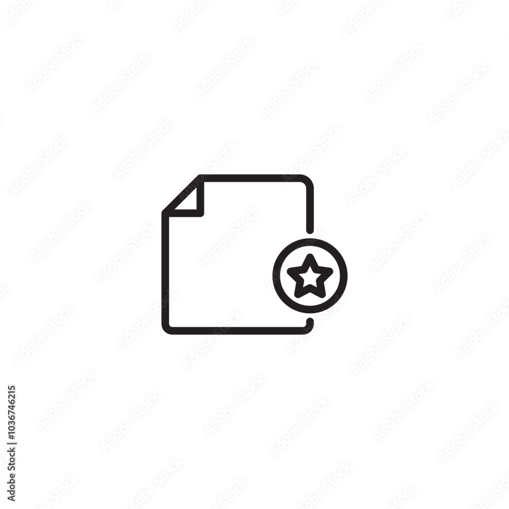 A document with a star, indicating it's a favorite or important file. A file icon with a star symbol, suggesting a file that has been marked as a favorite or prioritized. Editable icon. A document with a star, indicating it's a favorite or important file. A file icon with a star symbol, suggesting a file that has been marked as a favorite or prioritized. Editable icon.