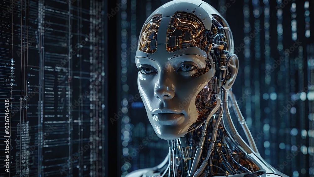 Free Photo Digital AI Artificial Intelligence Head Portrait chip integral into abstract technology brain on dark blue background
Free Photo Digital AI Artificial Intelligence Head Portrait chip integral into abstract technology brain on dark blue background
