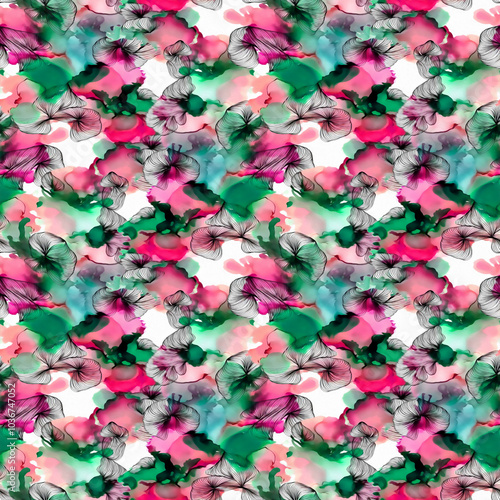 watercolor Shibori pattern, tie dye allover, textile, Shibori allover, dye pattern, watercolour pattern,design Abstract Print, Shibori print