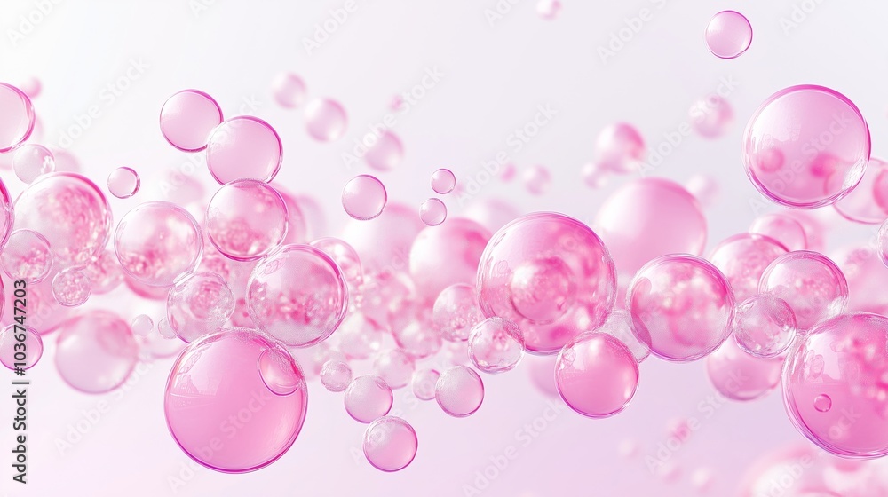 A Dreamy Display of Pink Bubbles with Ethereal Light Effects A Dreamy Display of Pink Bubbles with Ethereal Light Effects