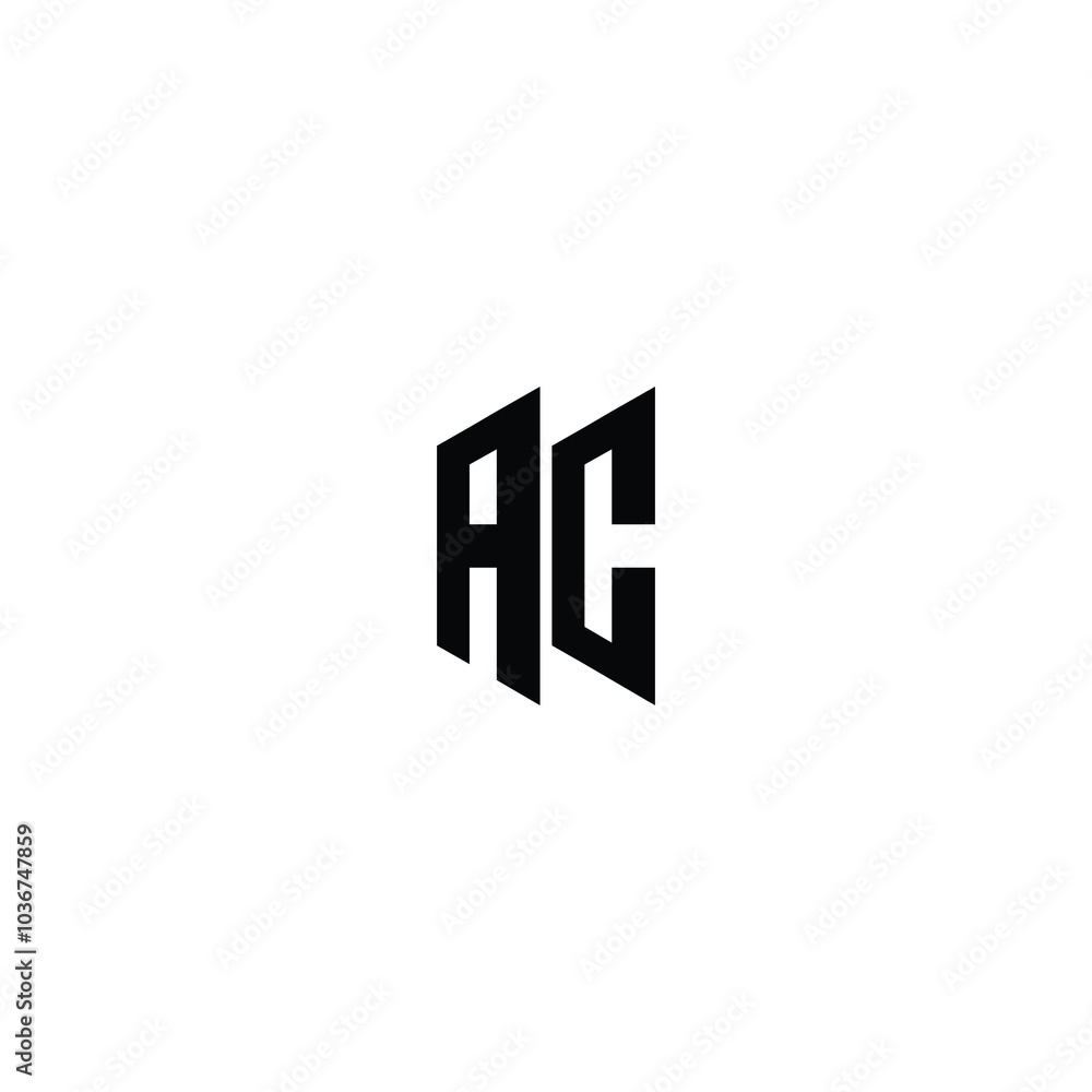 Obraz premium AC monogram logo design letter text name symbol monochrome logotype alphabet character simple logo